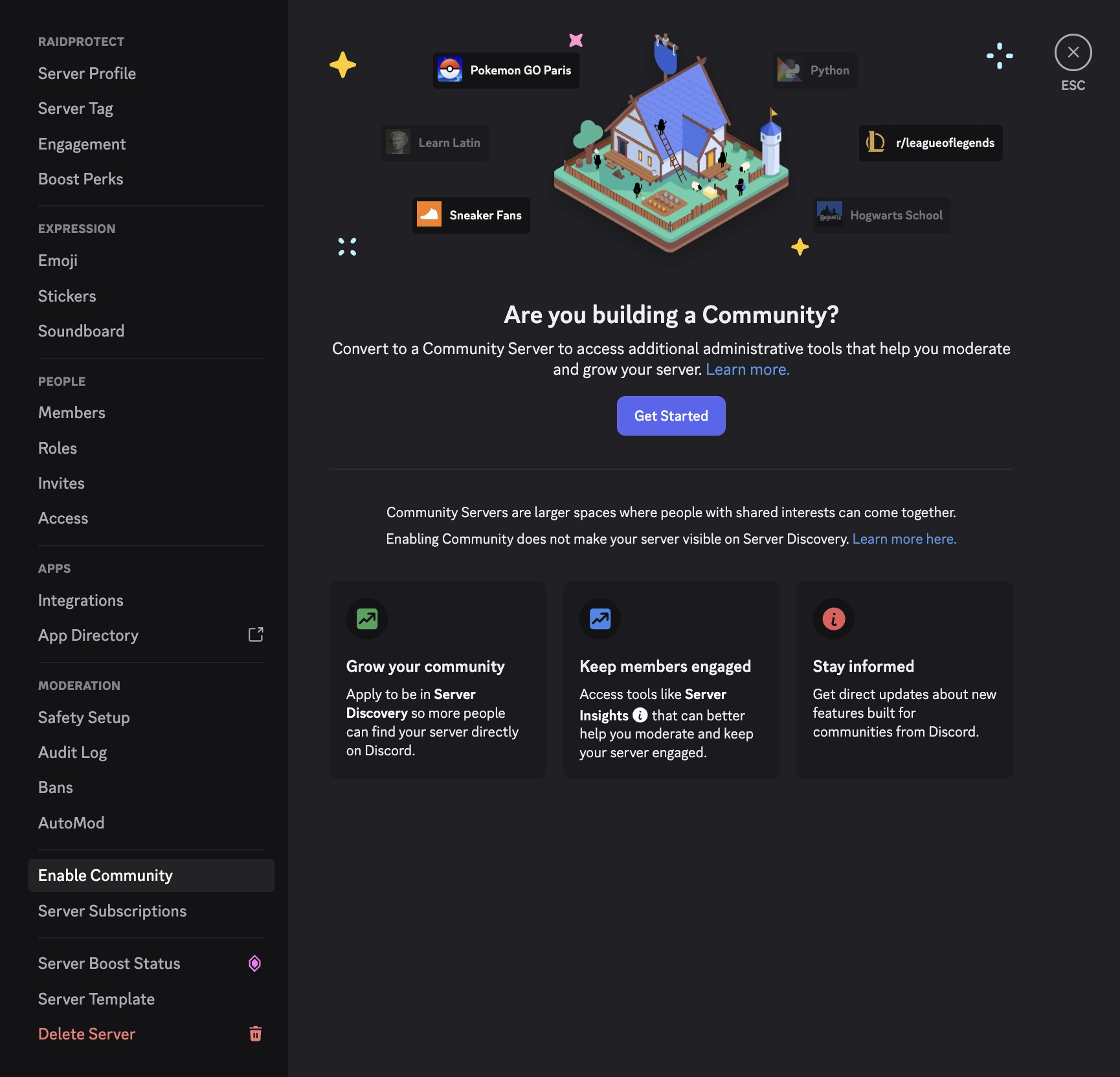 Screenshot Discord Community-Aktivierung
