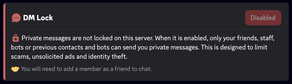dmlock-info command screenshot disabled