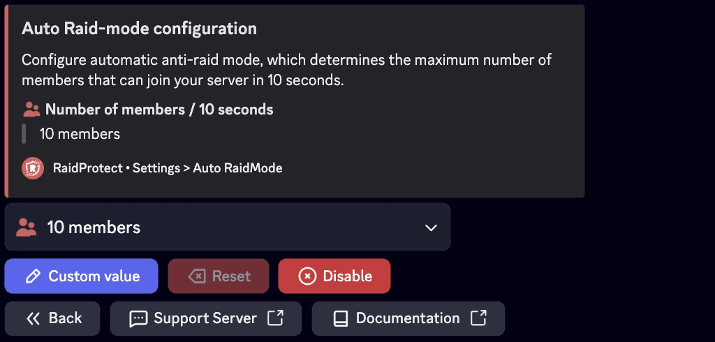 Captura de ecrã do modo raid automático